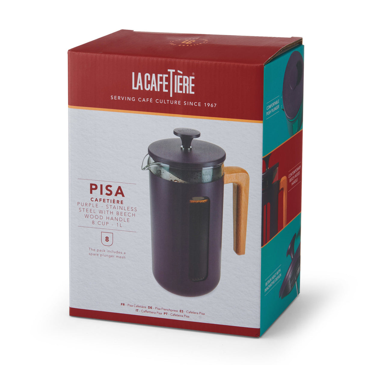 La Cafetière Pisa 8 Cup Cafetiere - Purple