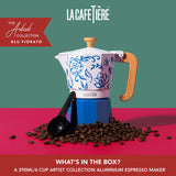 La Cafetière Venice 6 Cup Aluminium Stovetop Coffee Maker - Blu Fiorato