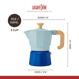 La Cafetière Venice Aluminium Stovetop Espresso Maker 3 Cup - Sky Blue