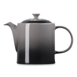 Gray teapot with a white stripe on a white background