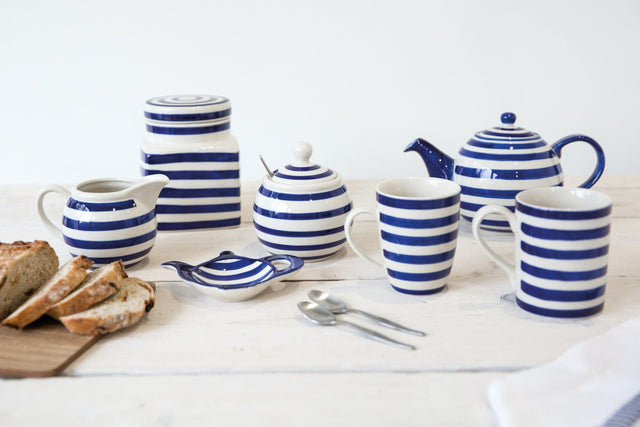 London Pottery, London Pottery Sugar and Creamer Set - Blue Bands, Redber Coffee