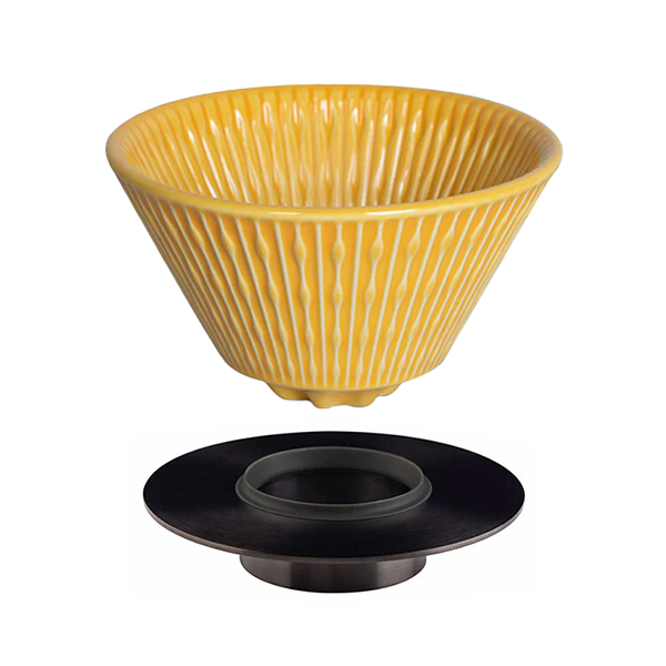 Loveramics Flatbed Coffee Dripper 200ml with Holder - Yellow