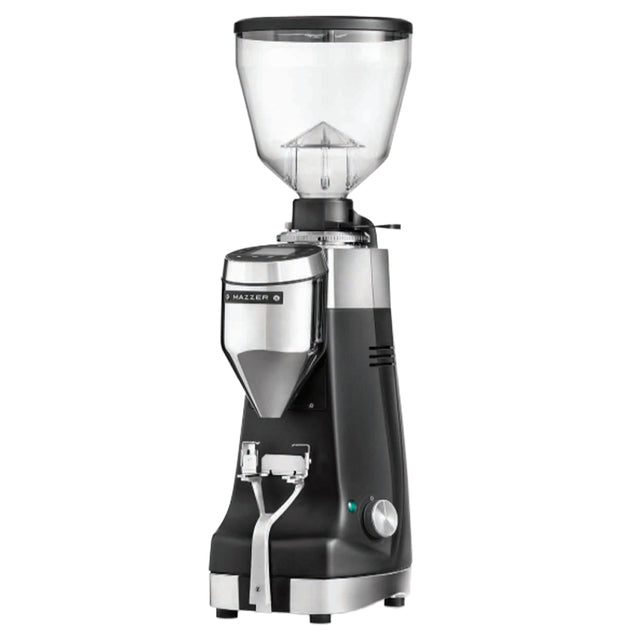 Mazzer Kony g on-demand espresso grinder in black with bean hopper