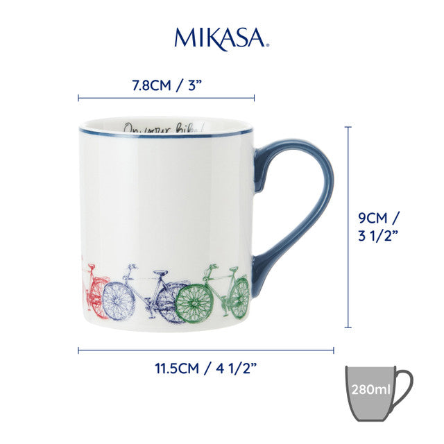 Mikasa Straight-Sided Porcelain Mug, 280ml - Bike, Redber Coffee