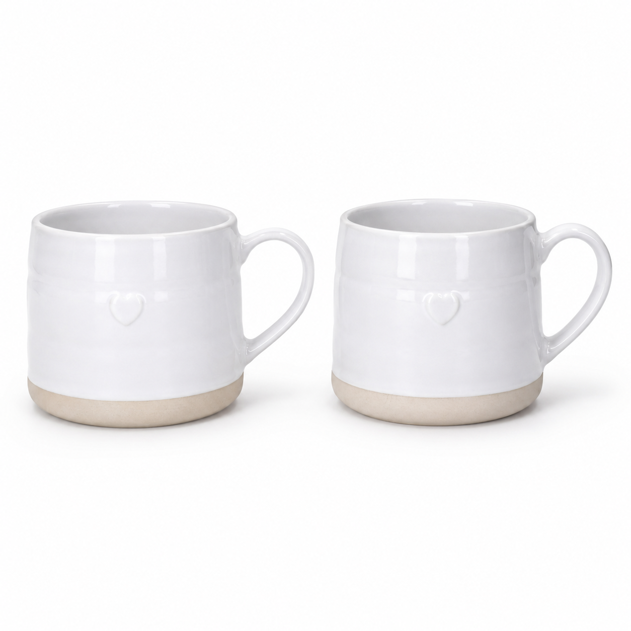 Mikasa Farmhouse White Stoneware Mugs, Set of 2, 380ml - Heart