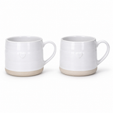 Mikasa Farmhouse White Stoneware Mugs, Set of 2, 380ml - Heart