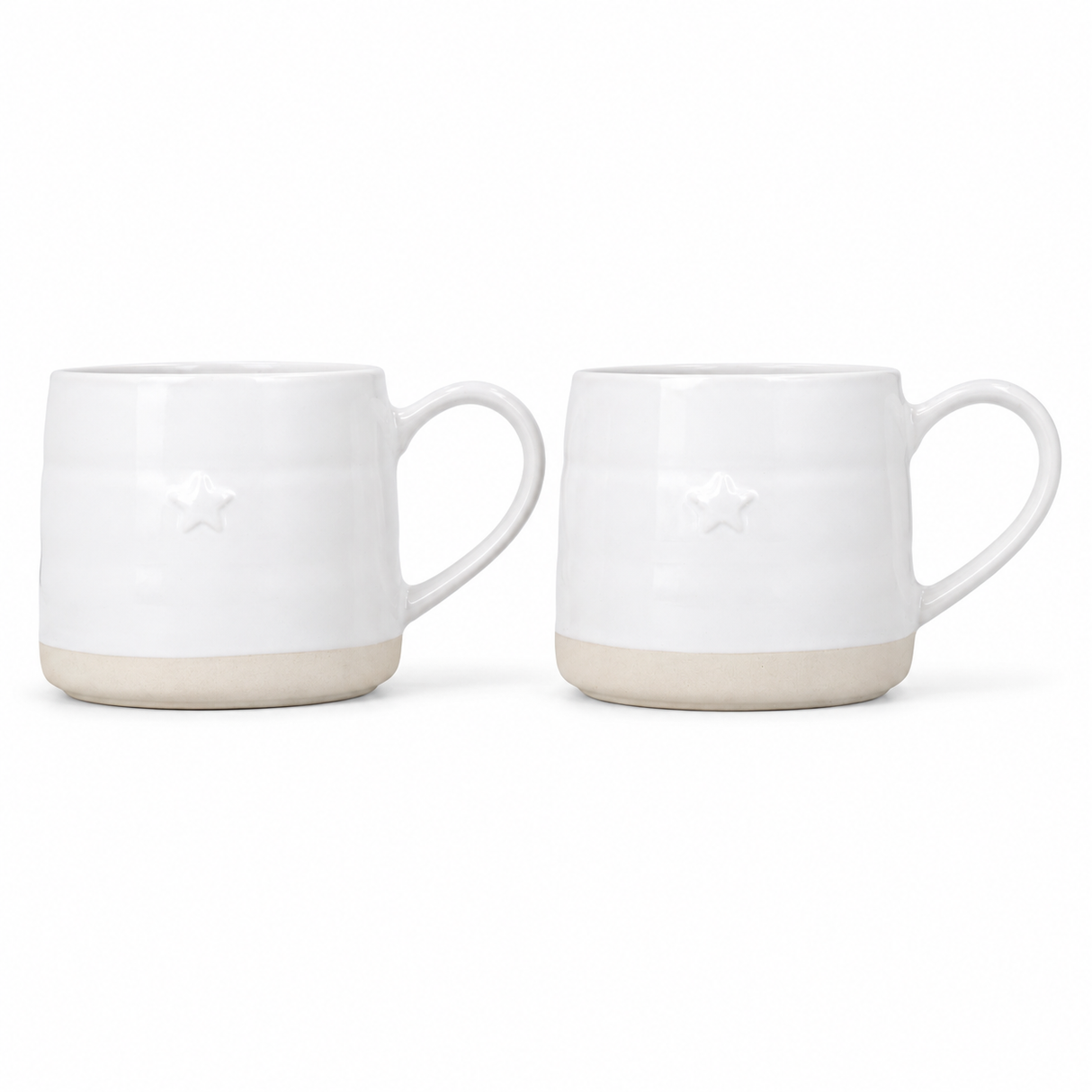 Mikasa Farmhouse White Stoneware Mugs, Set of 2, 380ml - Star