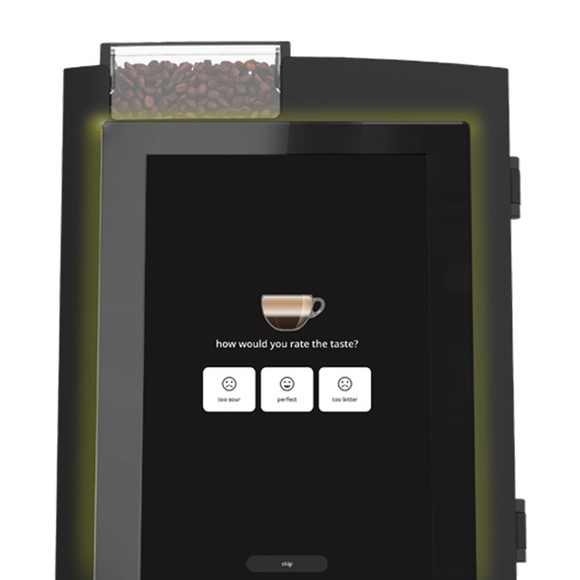 Bravilor Esprecious 12 Bean-to-Cup Coffee Machine – sleek design with intuitive touchscreen, dual canisters for coffee beans and instant ingredients, automatic rinsing program, and up to 120 cups per day capacity. Ideal for high-demand environments.