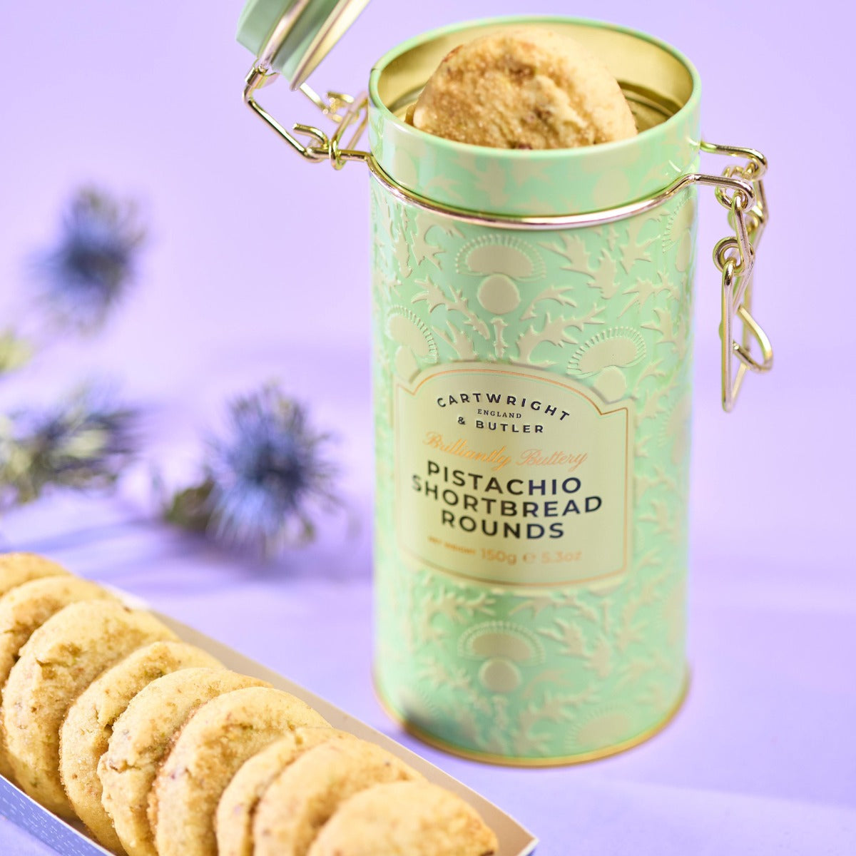 Cartwright & Butler Pistachio Shortbread Rounds in Tin