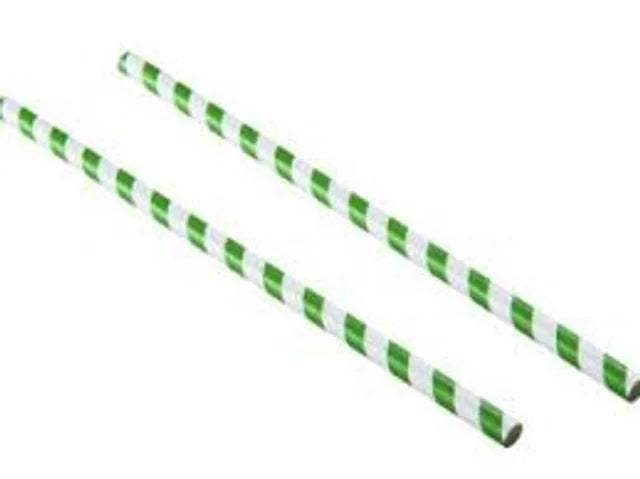 Paper Smoothie Straw - Green Striped - 200Mm X 8Mm 250 | Redber Coffee