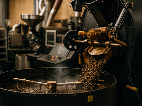 Coffee roasting process in a professional coffee roaster