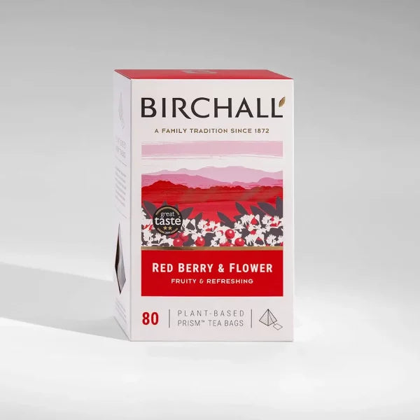 Birchall Plant-Based Prism Tea Bags 80pcs - Red Berry & Flower