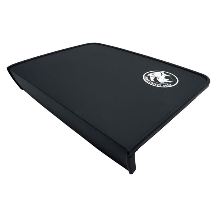 Black seat cover with a logo on a white background