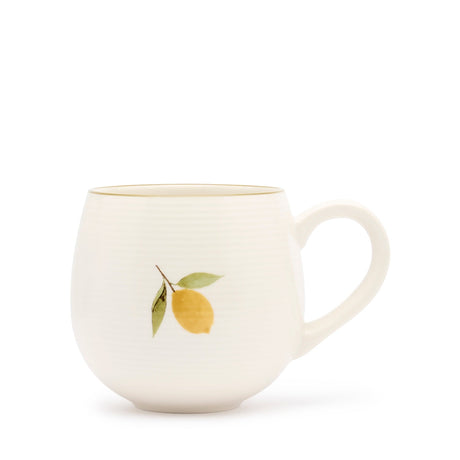 Sophie Allport Lemons 500ml stoneware mug with yellow lemon illustration and olive-green rim
