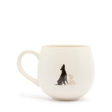 Reverse of Sophie Allport Labradors & Retrievers stoneware mug showing a seated black Labrador and pale puppy
