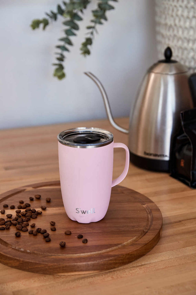 S'well Stainless Steel Travel Mug with Handle 350ml - Pink Topaz