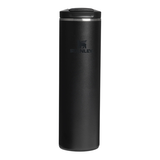Black Stanley tumbler on a white background