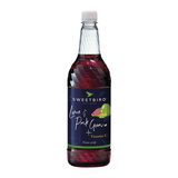 Bottle of Sweetbird Lime & Pink Guava syrup with a white background
