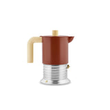Alessi Vite 3 cup induction moka pot in brown, with screw-shaped aluminium base