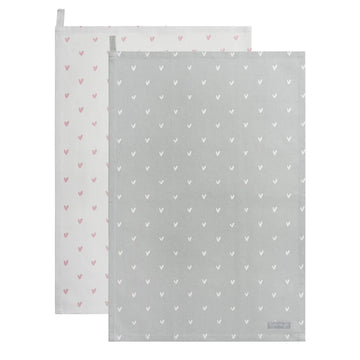Sophie Allport Hearts Pink & Grey Tea Towel (Set of 2)