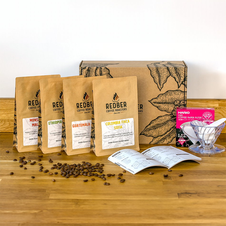 Around The World Coffee Tasting Gift Set with Hario V60 Coffee Dripper