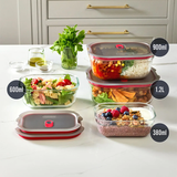Black+Blum Glass Food Containers Set Of 3 Extra-Small - Grey / Red