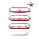 Black+Blum Glass Food Containers Set Of 3 Large - Grey / Red