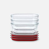 Black+Blum Glass Food Containers Set Of 3 Medium - Grey / Red