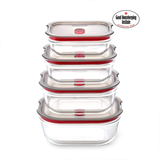 Black+Blum Glass Food Containers Set Of 4 - Grey / Red
