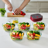 Black+Blum Glass Food Containers Set Of 5 Small - Grey / Red