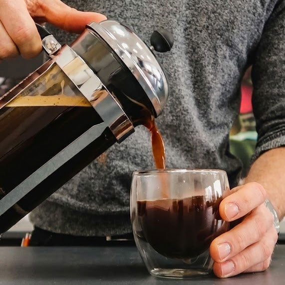 Cafetière coffee being poured into a glass