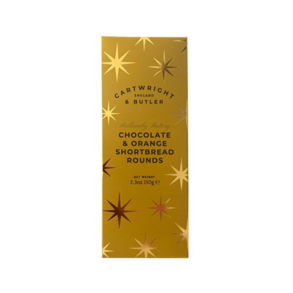 Cartwright & Butler Chocolate & Orange Shortbread Gold Christmas Carton 150g