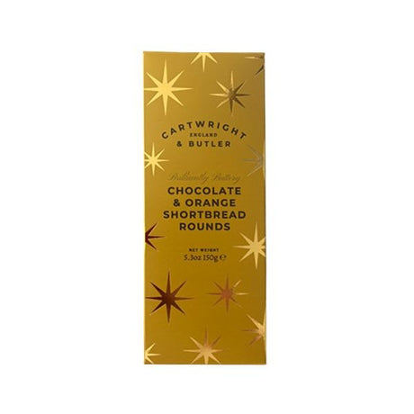 Cartwright & Butler Chocolate & Orange Shortbread Gold Christmas Carton 150g