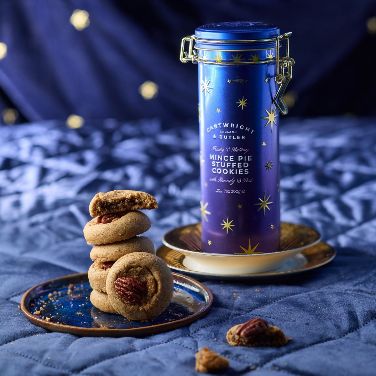 Cartwright & Butler Mince Pie Stuffed Cookies in a Christmas kitchen setting