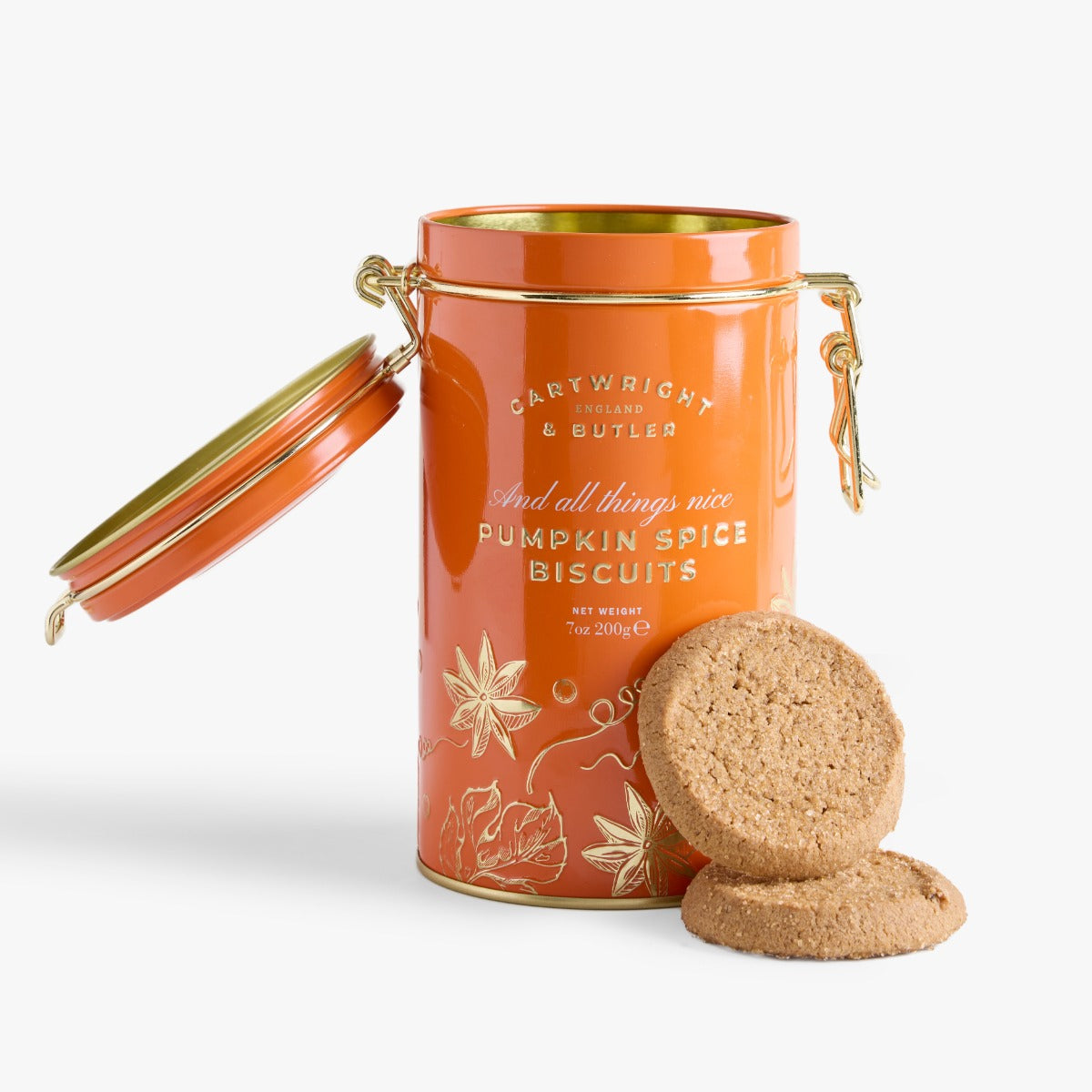 Open Cartwright & Butler Pumpkin Spice Biscuits tin