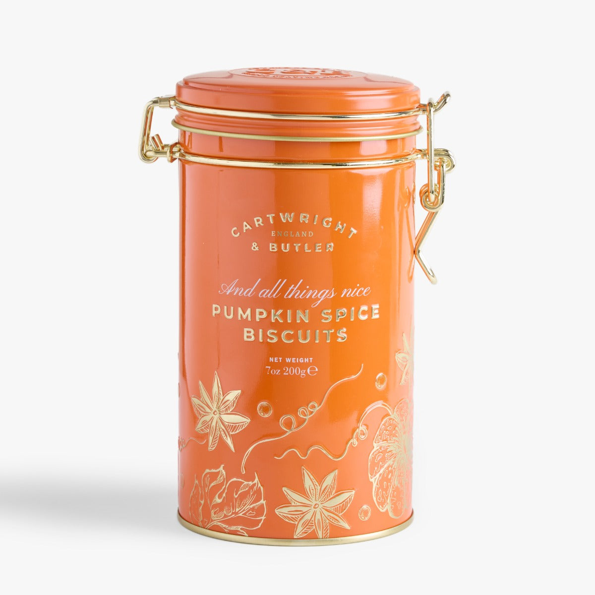 Cartwright & Butler Pumpkin Spice Biscuits in orange tin