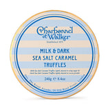 Charbonnel et Walker truffles packaging with blue and beige design