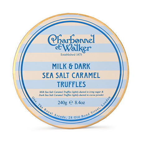 Charbonnel et Walker truffles packaging with blue and beige design