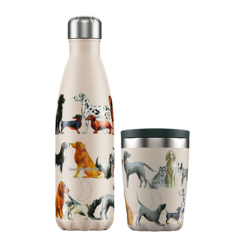 Chilly's Stainless Steel 500ml Bottle and 340ml Cup Bundle - Emma Bridgewater Dogs Bundle