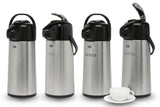 Elia BGL stainless steel airpot range showing carrying handles and raised dispensing levers