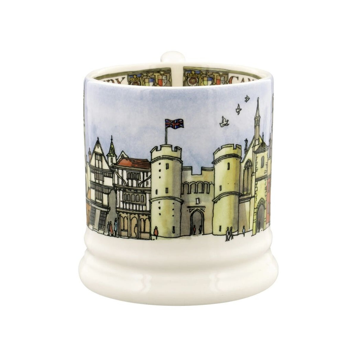 Emma Bridgewater Canterbury 1/2 Pint Mug – side view of the illustrated cityscape