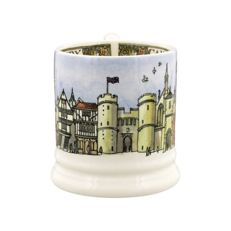 Emma Bridgewater Canterbury 1/2 Pint Mug – side view of the illustrated cityscape