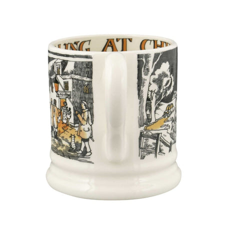 Emma Bridgewater Christmas Carolling 1/2 Pint Mug – handle detail and wraparound Christmas illustration