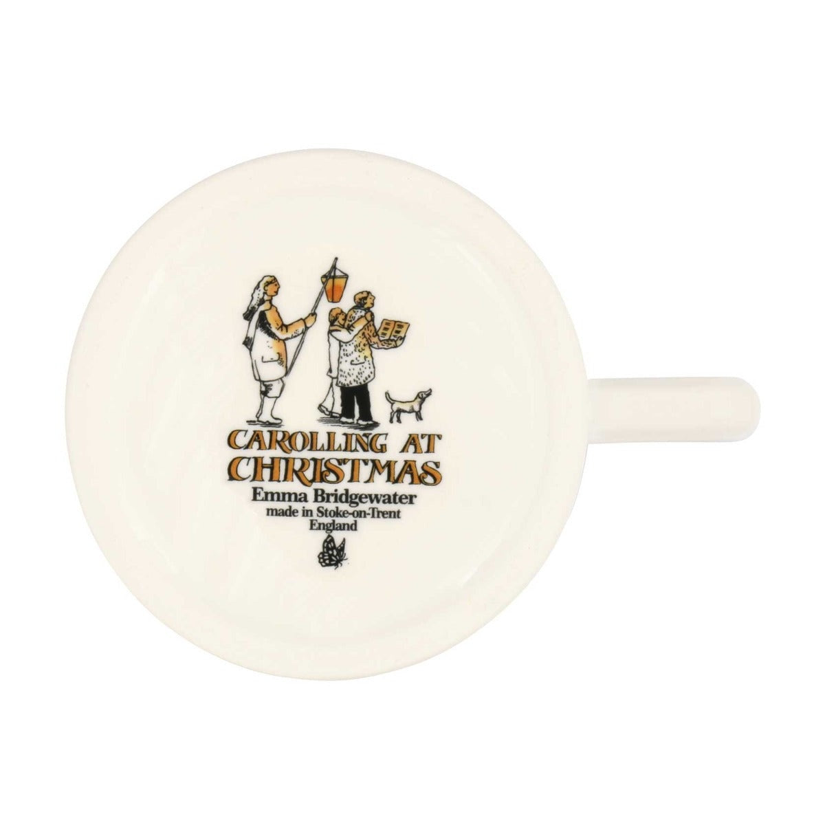 Emma Bridgewater Christmas Carolling 1/2 Pint Mug – base showing the Carolling at Christmas illustration and maker's mark