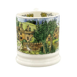 Emma Bridgewater Landscapes of Dreams Cotswolds 1/2 Pint Mug – side view of the village illustration
