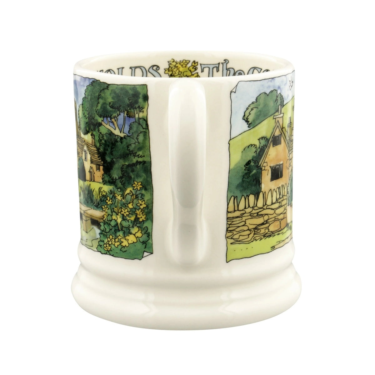 Emma Bridgewater Landscapes of Dreams Cotswolds 1/2 Pint Mug – handle detail and countryside decoration
