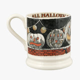 Emma Bridgewater All Hallows Eve 1/2 Pint Mug – reverse view of the pumpkin and black cat illustration