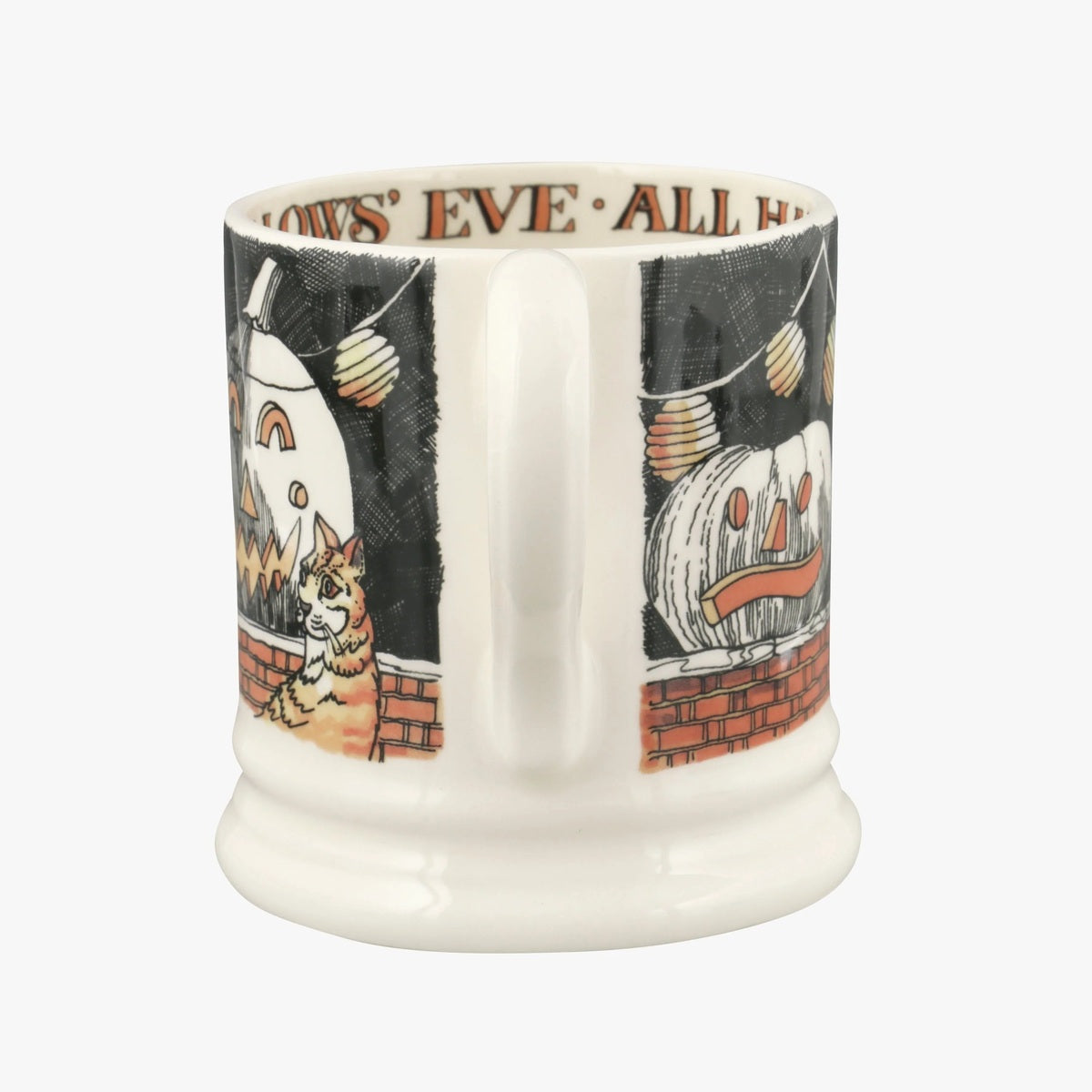 Emma Bridgewater All Hallows Eve 1/2 Pint Mug – handle detail and wraparound Halloween design