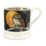 Emma Bridgewater Harvest Moon 1/2 Pint Mug – front view of an owl against an orange harvest moon