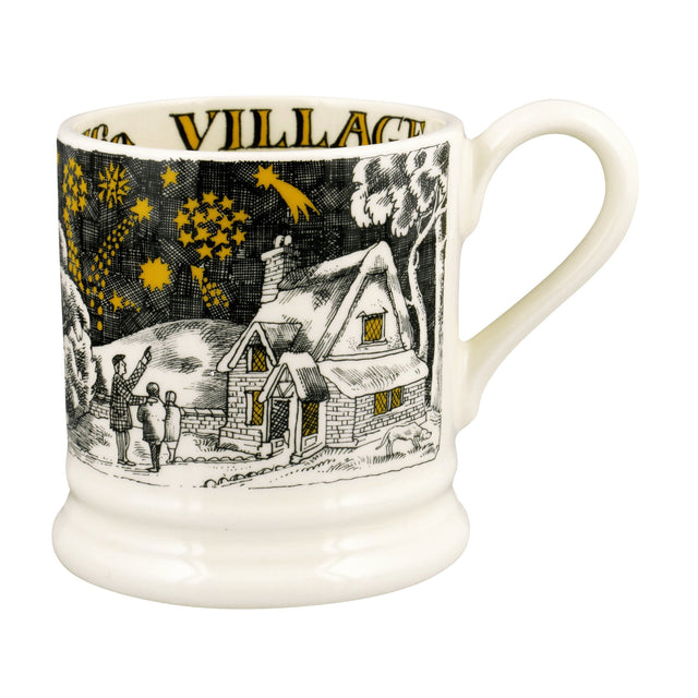 Emma Bridgewater Village Fireworks 1/2 pint mug featuring an illustrated Bonfire Night scene